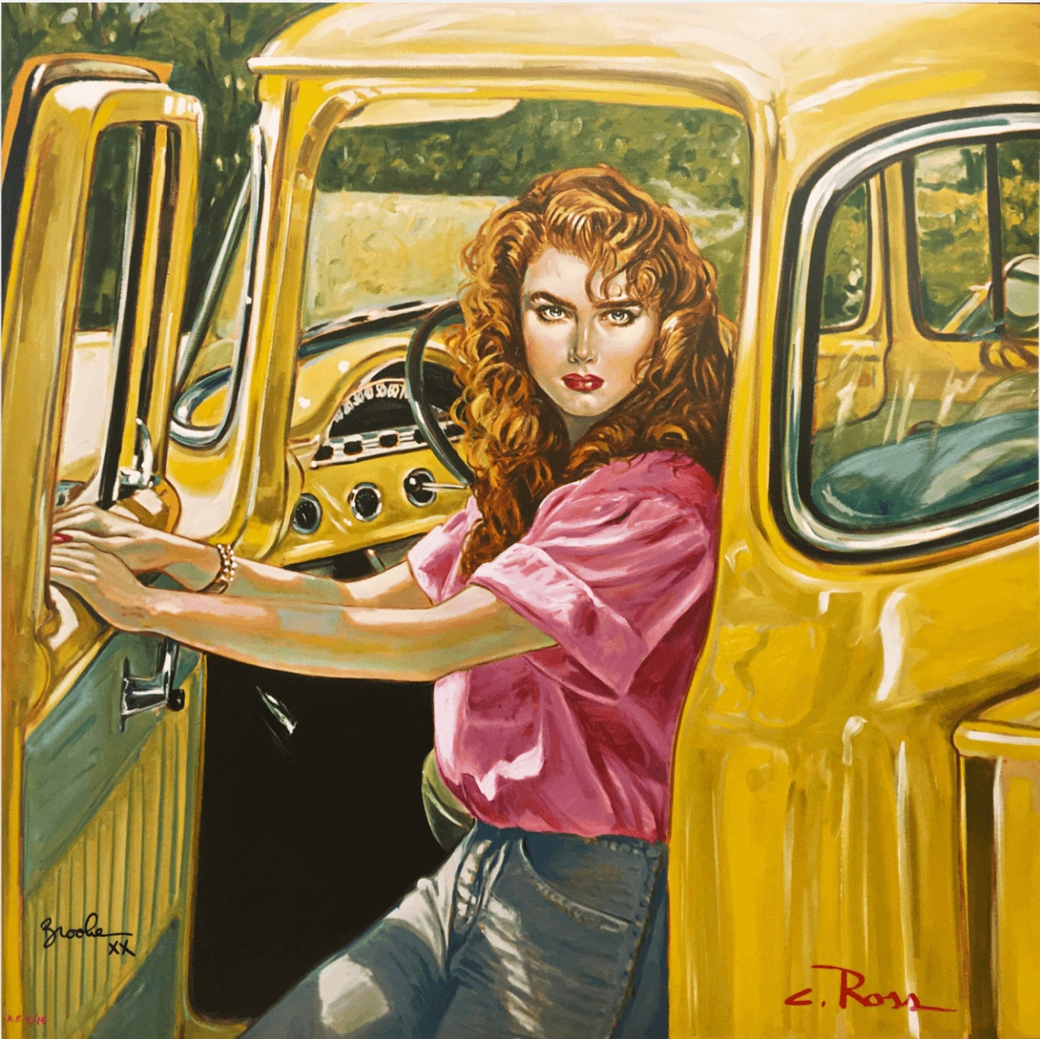 Colleen Ross Fine Art Gallery Limited Edition Serigraph 56 Ford (5/15) A.P. Hand Embellished, 1990