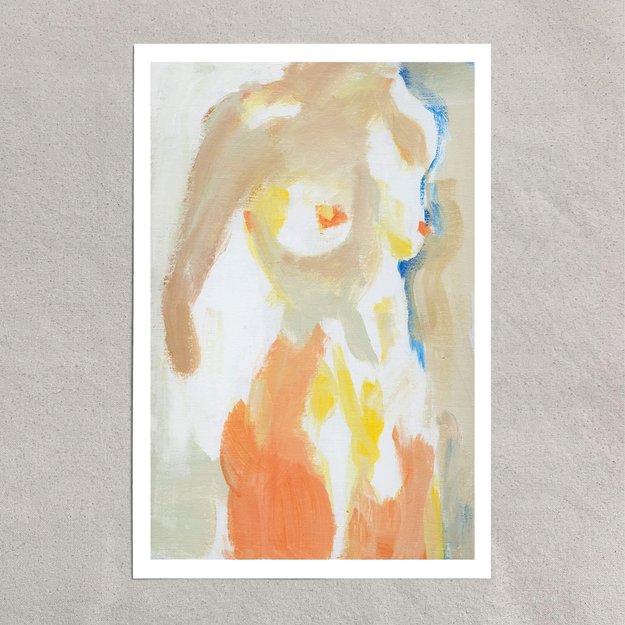 Pixels Art Print Nude Torso Abstract - Art Print