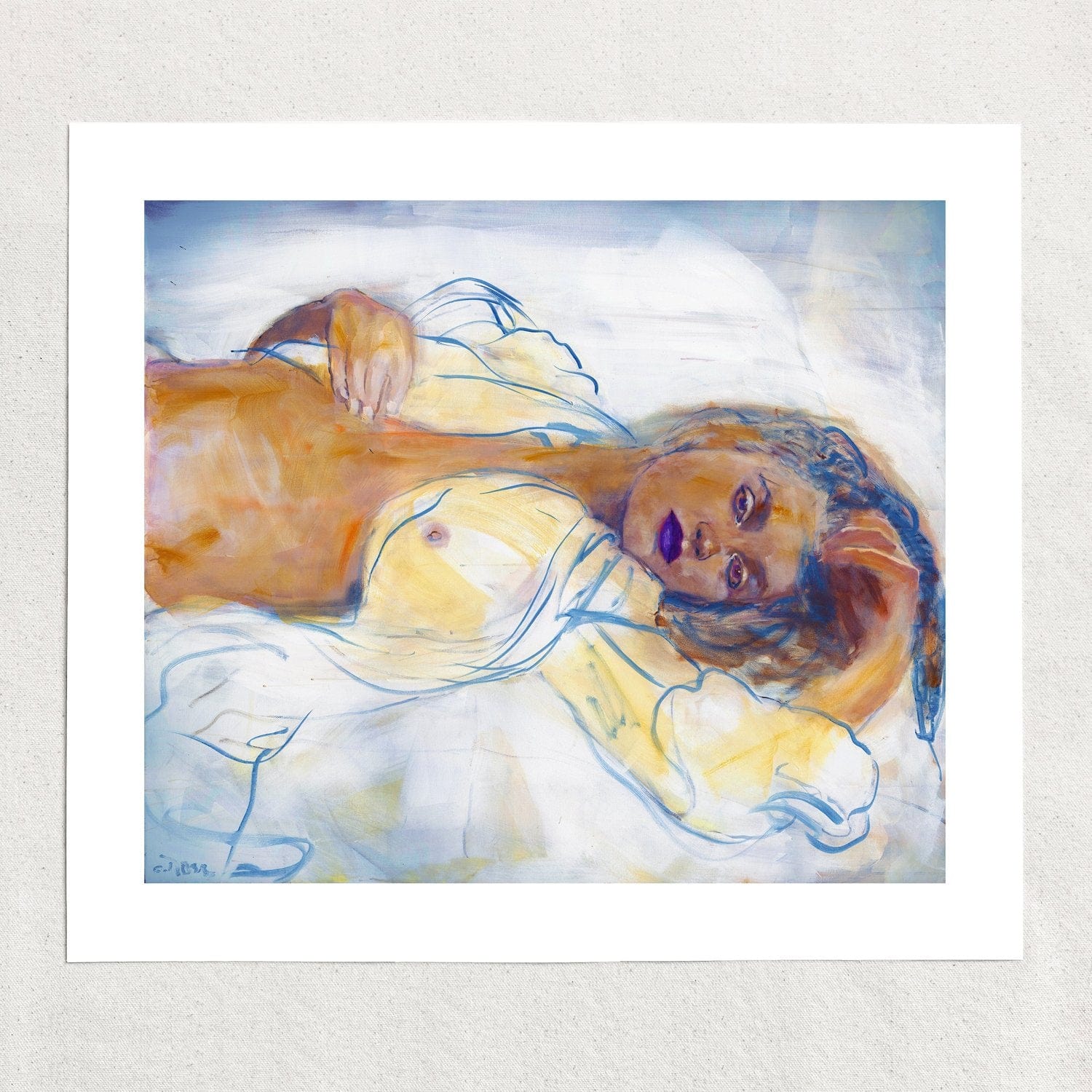 Pixels Art Print Reclining Nude - Art Print