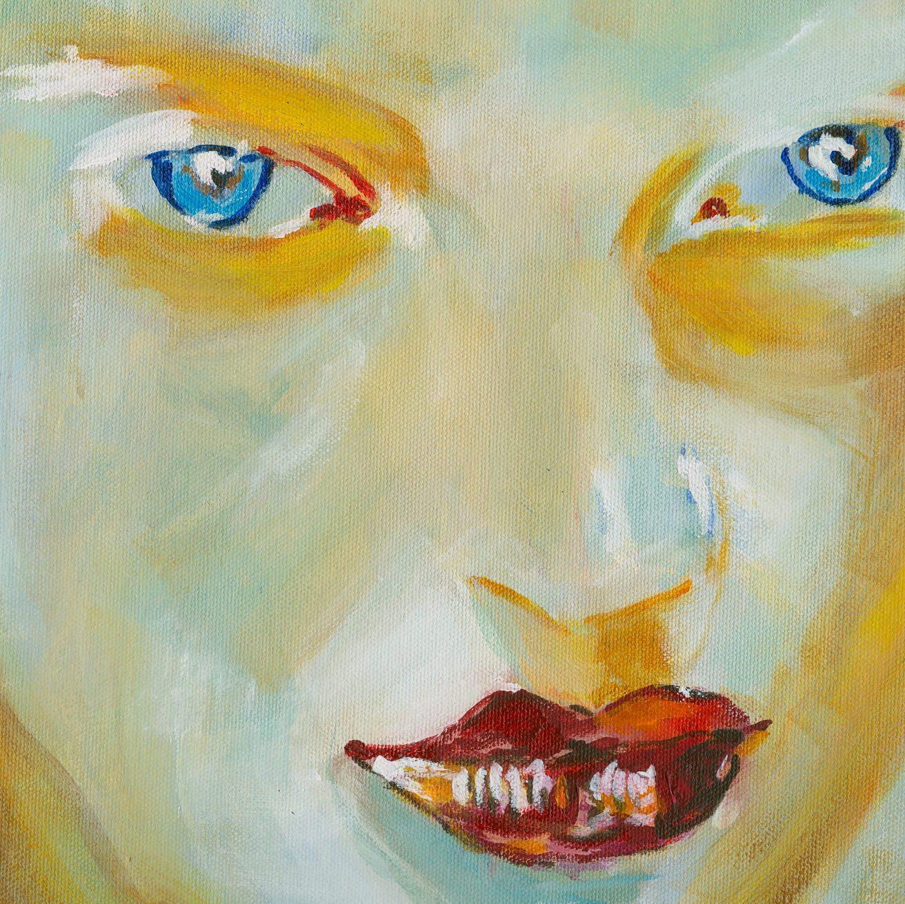 Colleen Ross Fine Art Gallery Original Artwork Finger Painted Face II, 2020