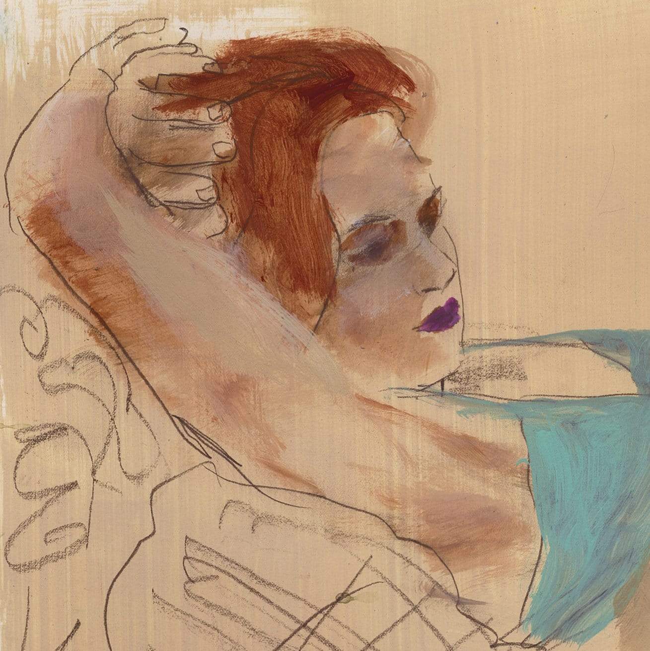 Colleen Ross Fine Art Gallery Works On Paper Reclining In Sepia, 2021